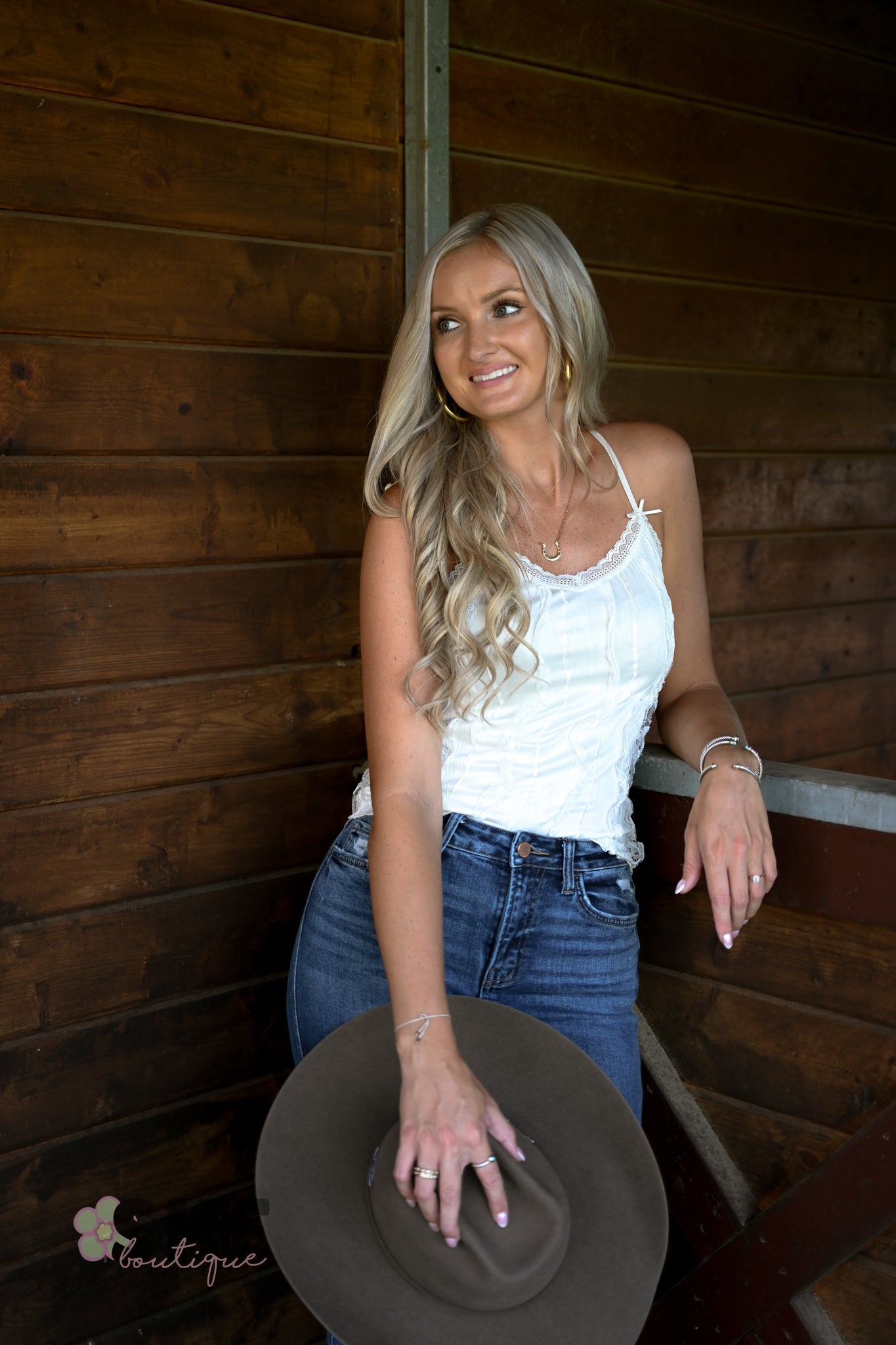 Lace Frilly Cream Tank - She Chester