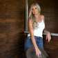 Lace Frilly Cream Tank - She Chester