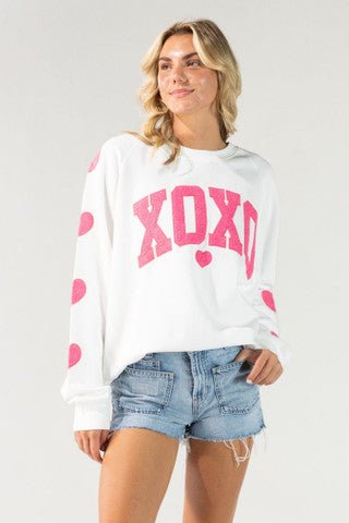 Lace XOXO White Crewneck - She Chester