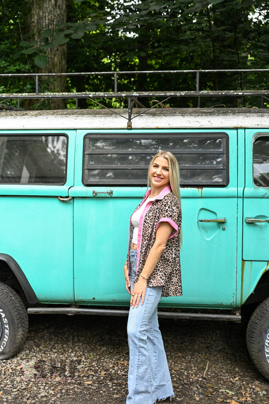 Lady Leopard Button Up Top - She Chester