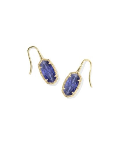 Lee Luxe Drop Earrings - Gold Blue Crystal - She Chester
