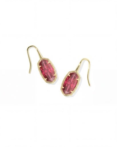 Lee Luxe Drop Earrings - Gold Burgundy Crystal - She Chester
