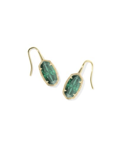 Lee Luxe Drop Earrings - Gold Dark Green Crystal - She Chester