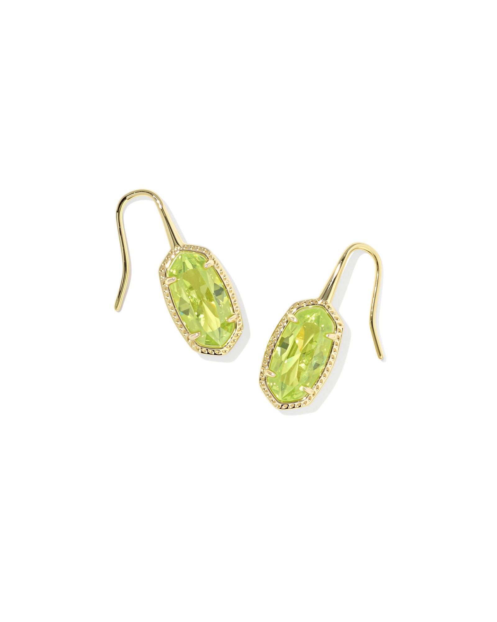 LEE LUXE DROP EARRINGS GOLD LIGHT GREEN CZ - She Chester