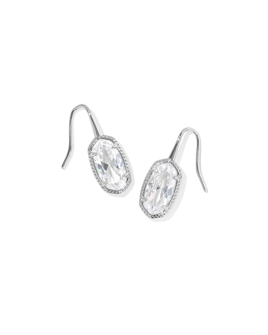 LEE LUXE DROP EARRINGS SILVER WHITE CZ - She Chester
