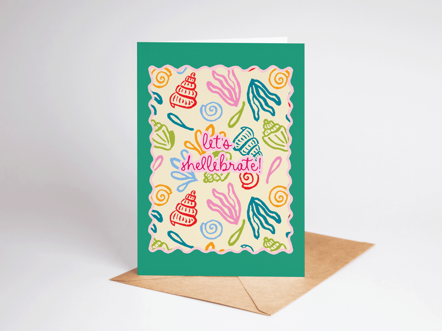 Let's Shellebrate! Seashell Beach Coastal Greeting Card - She Chester