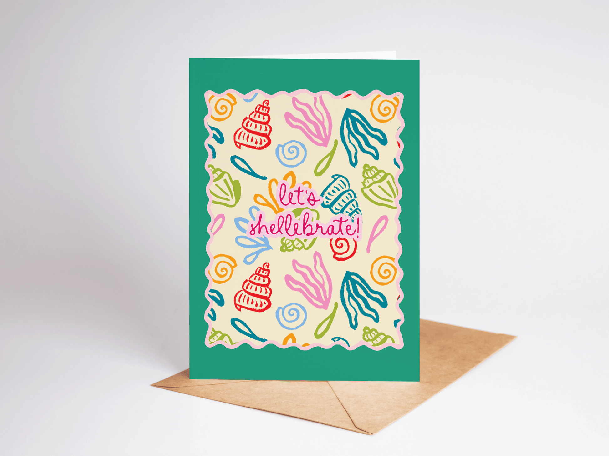 Let's Shellebrate! Seashell Beach Coastal Greeting Card - She Chester