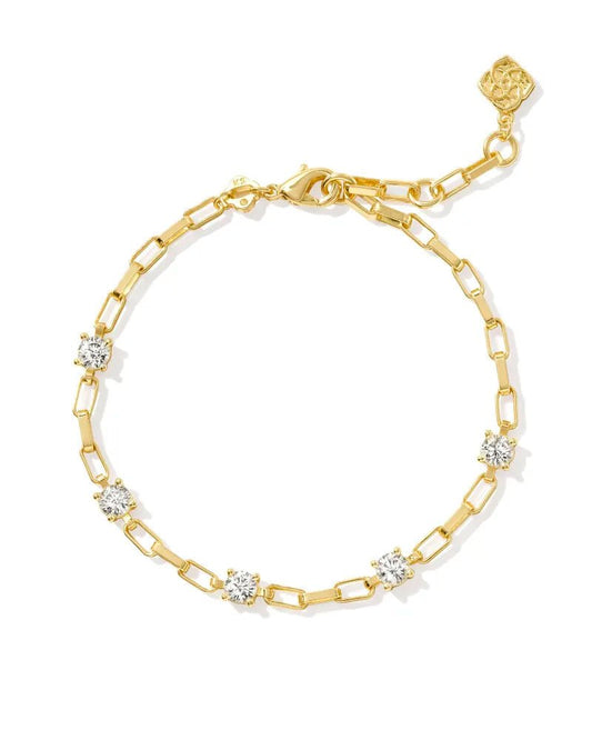 Lexi Chain Bracelet Gold White Crystal - She Chester