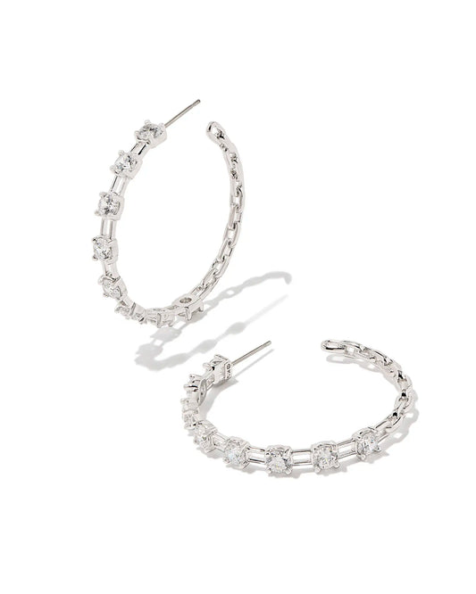 Lexi Hoop Earring Rhodium White Crystal - She Chester