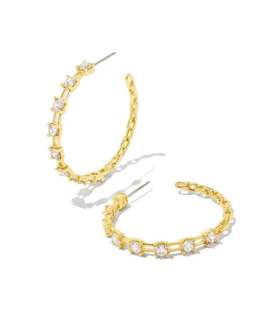 Lexi Hoop Earrings Gold White Crystal - She Chester