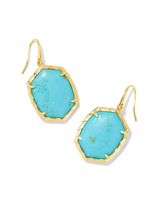 Daphne Drop Earrings Gold Variegated Turquoise