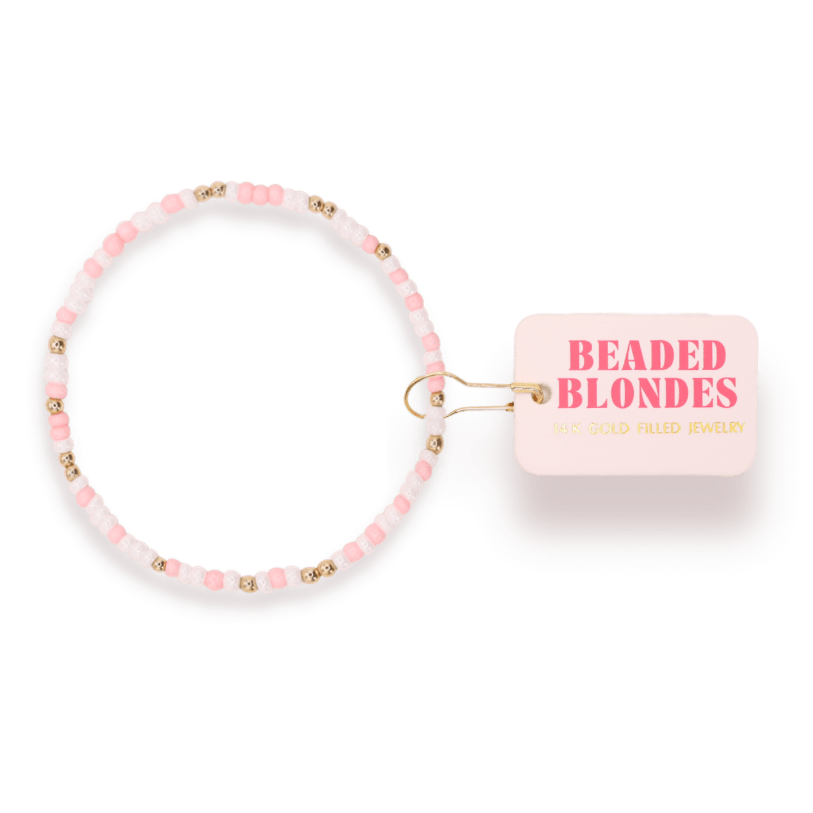 Light Pink & Luster White Sprinkle Bracelet: Standard 6.75 Inch - She Chester