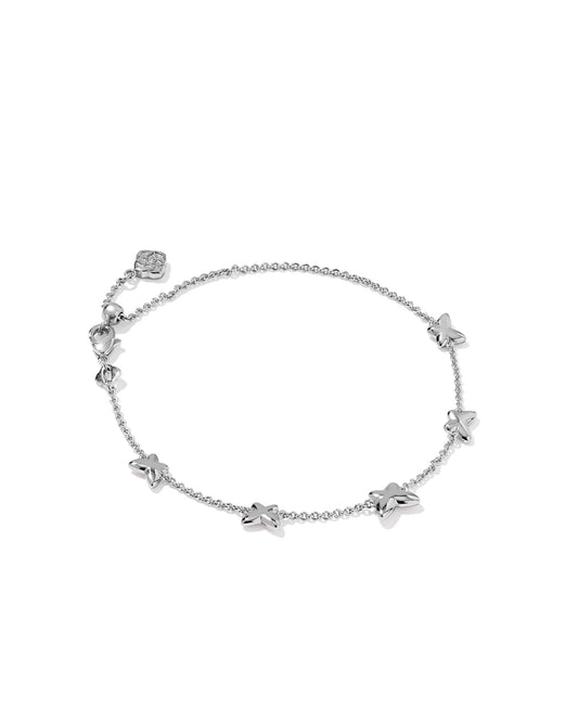LILLIA BUTTERFLY ENAMEL DELICATE CHAIN BRACELET SILVER PINK ENAMEL - She Chester