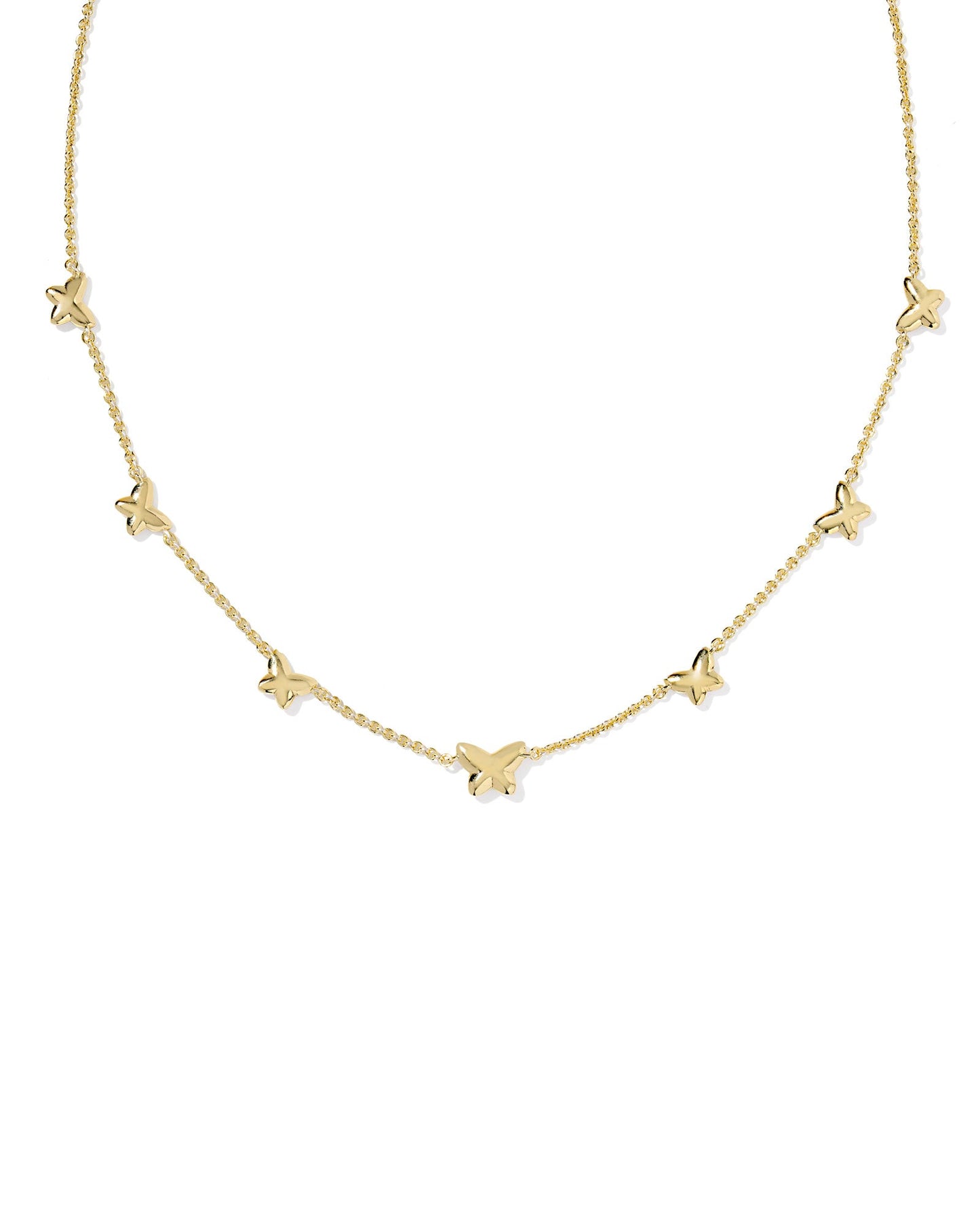 LILLIA BUTTERFLY ENAMEL STRAND NECKLACE GOLD PINK ENAMEL - She Chester