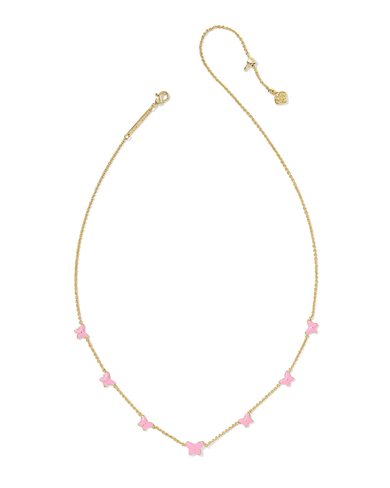 LILLIA BUTTERFLY ENAMEL STRAND NECKLACE GOLD PINK ENAMEL - She Chester