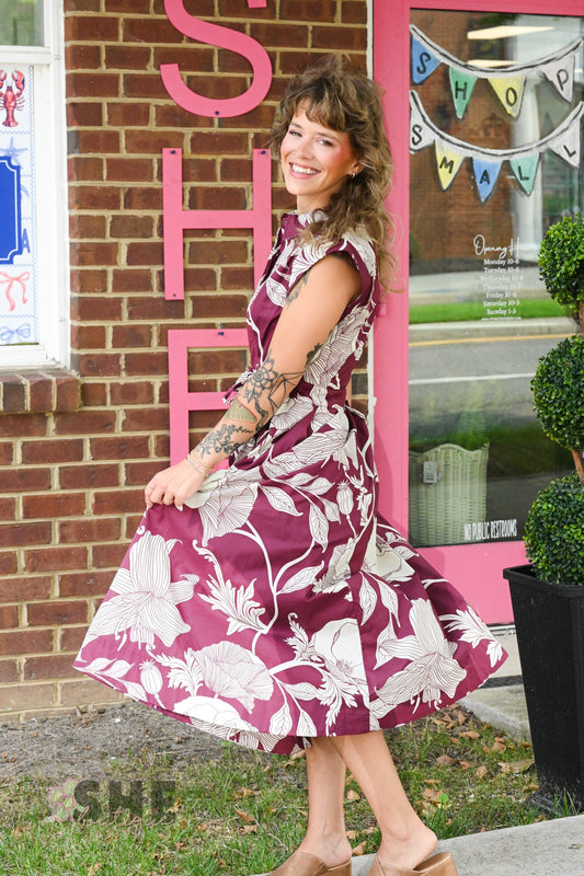 Liza Wine Tie Dress - She Chester