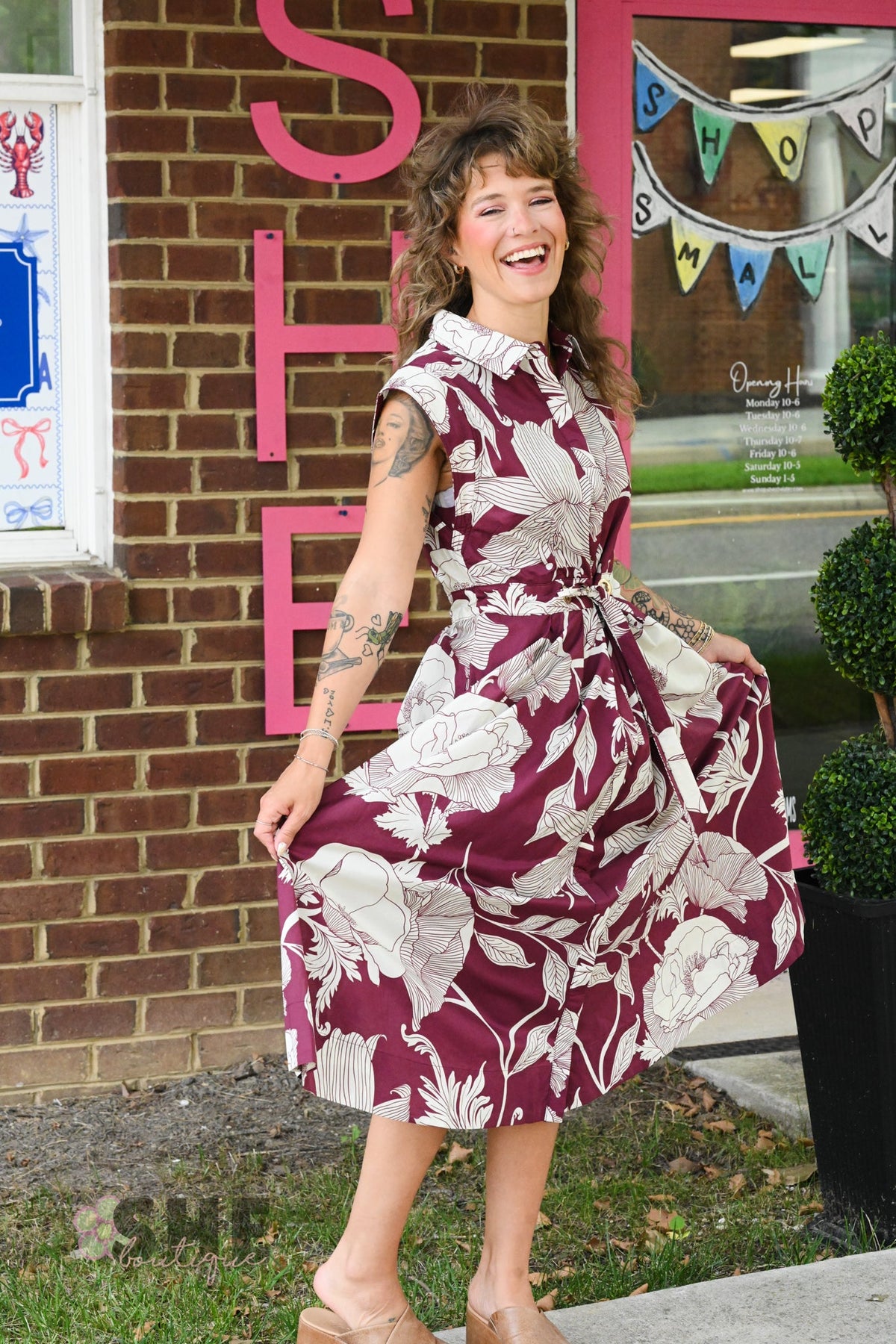 Liza Wine Tie Dress - She Chester