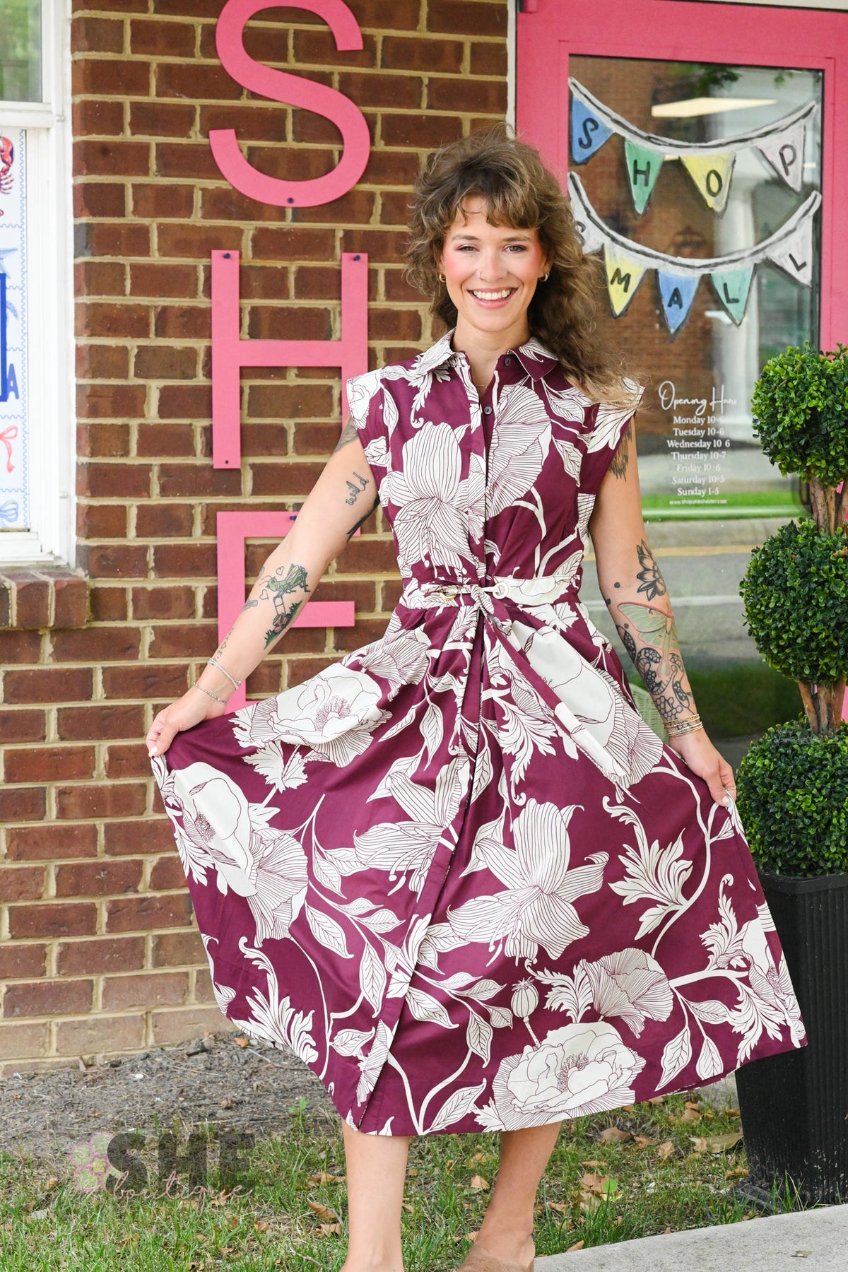 Liza Wine Tie Dress - She Chester