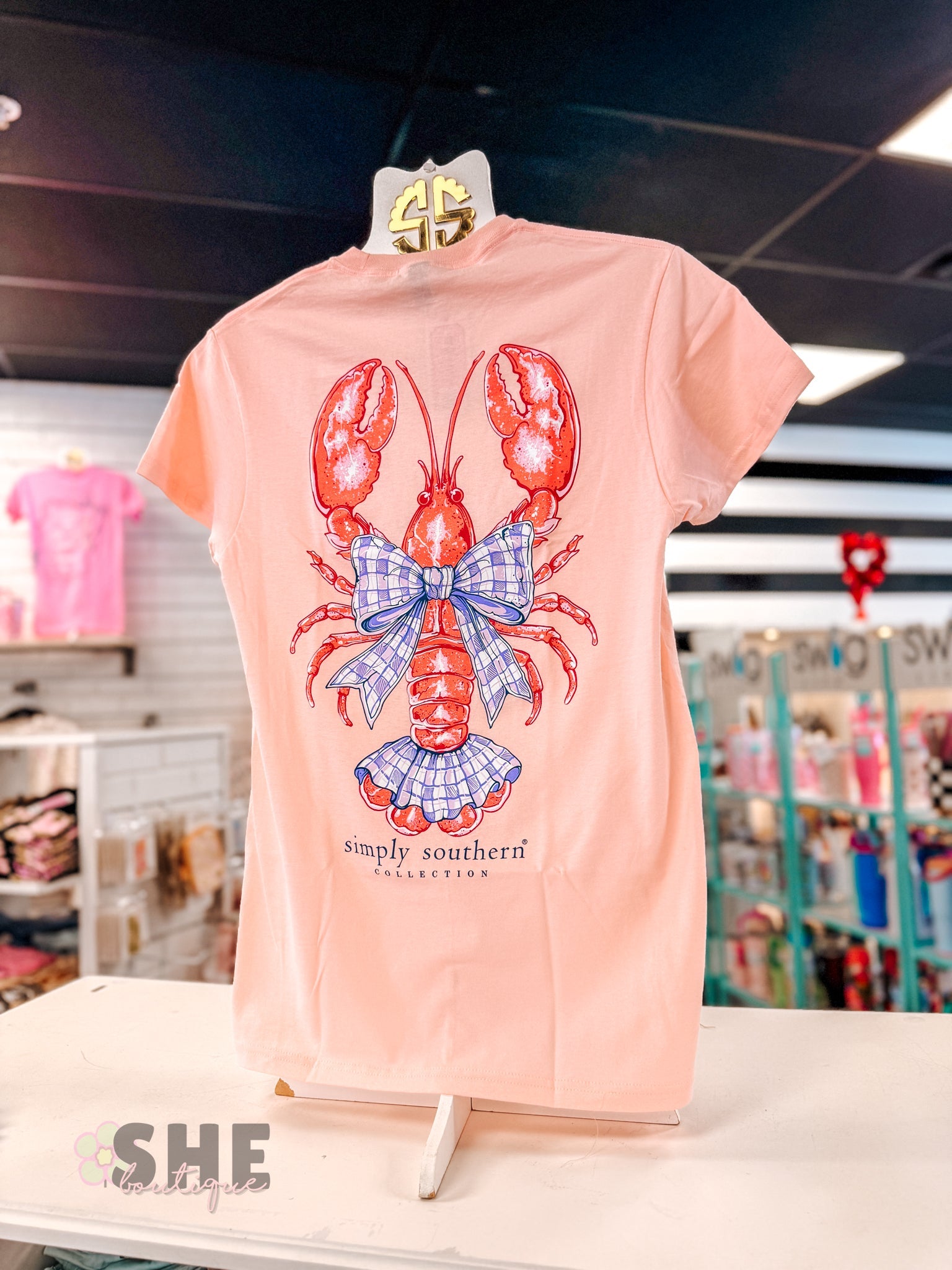 Lobster Pink Bow SS Tee - She Chester