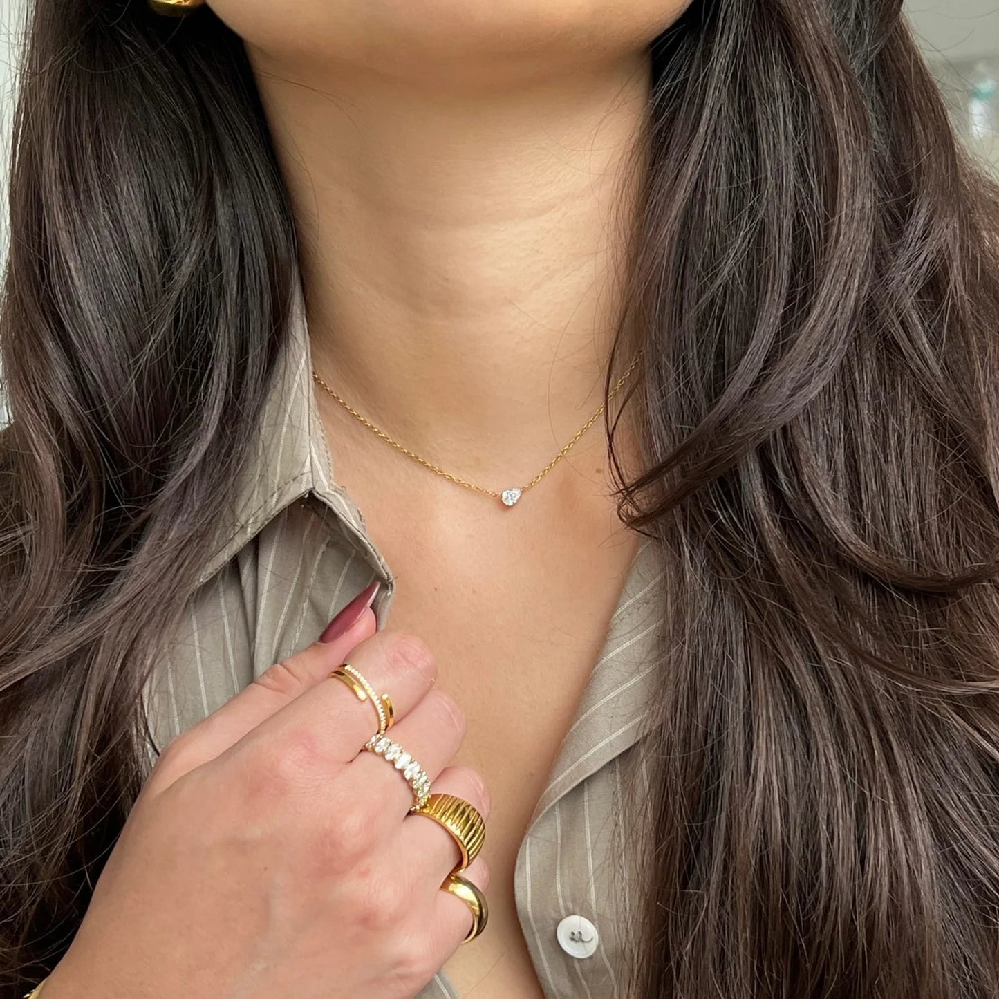 Lola Solitaire Sideways Pear Necklace - She Chester