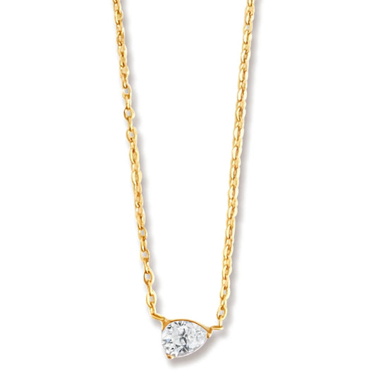 Lola Solitaire Sideways Pear Necklace - She Chester