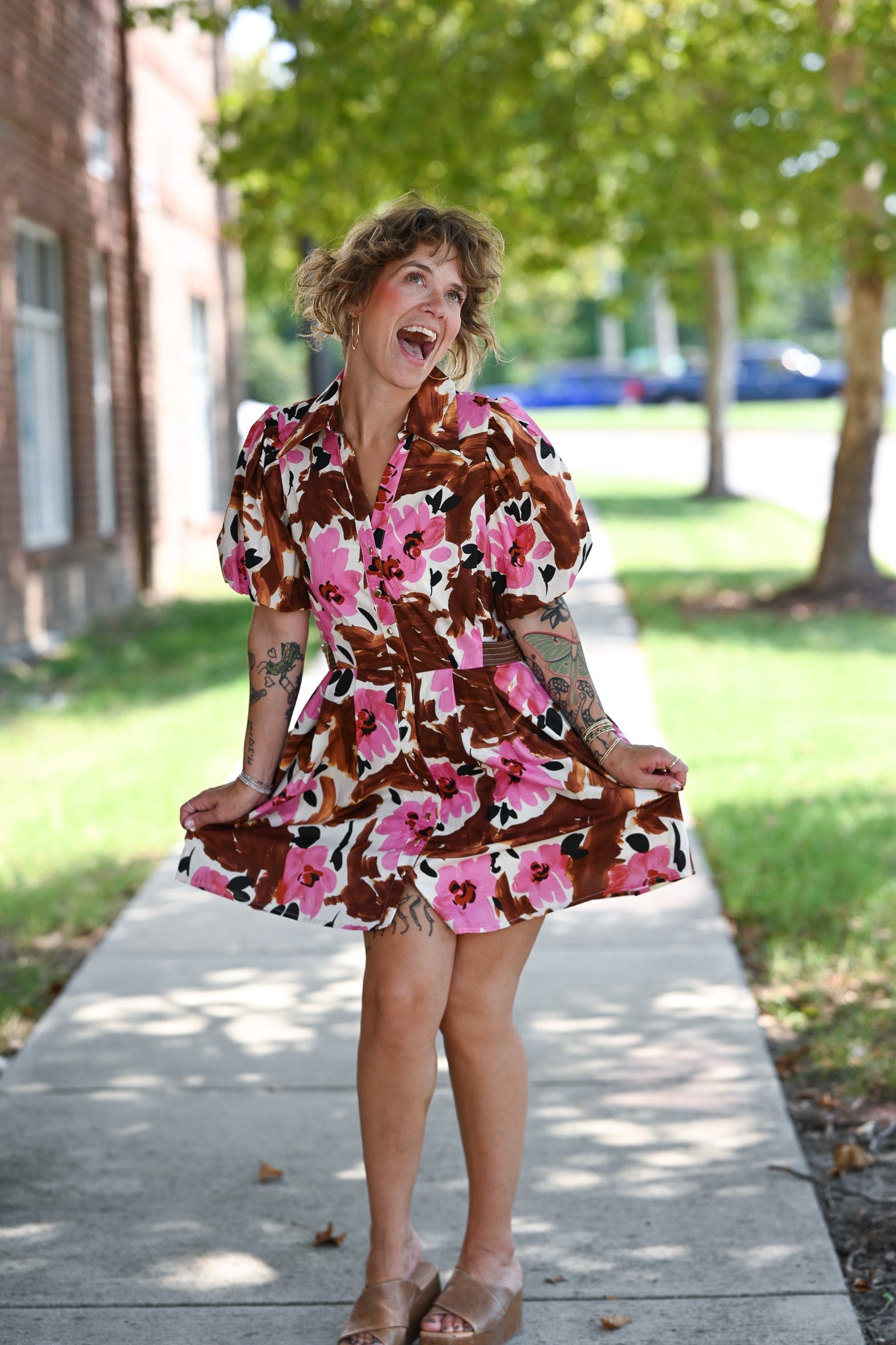 Lolo Brown Floral Dress - She Chester