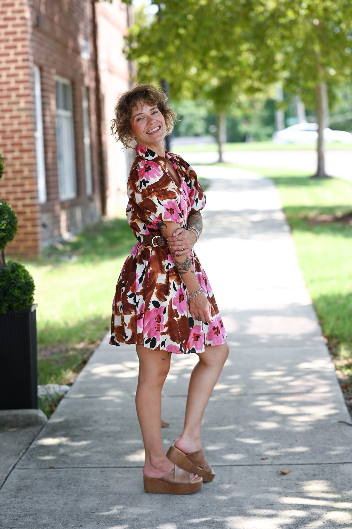 Lolo Brown Floral Dress - She Chester