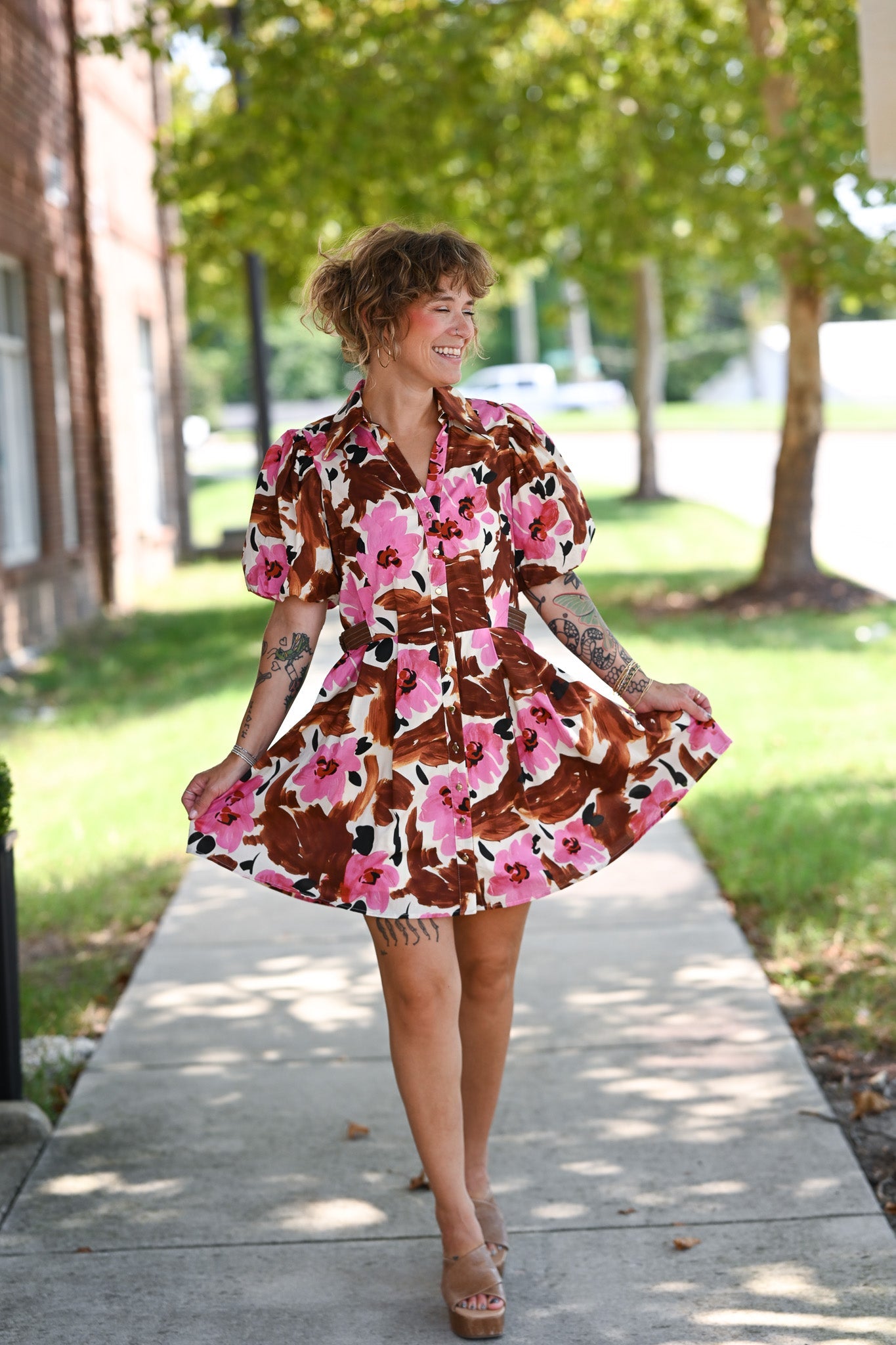 Lolo Brown Floral Dress - She Chester