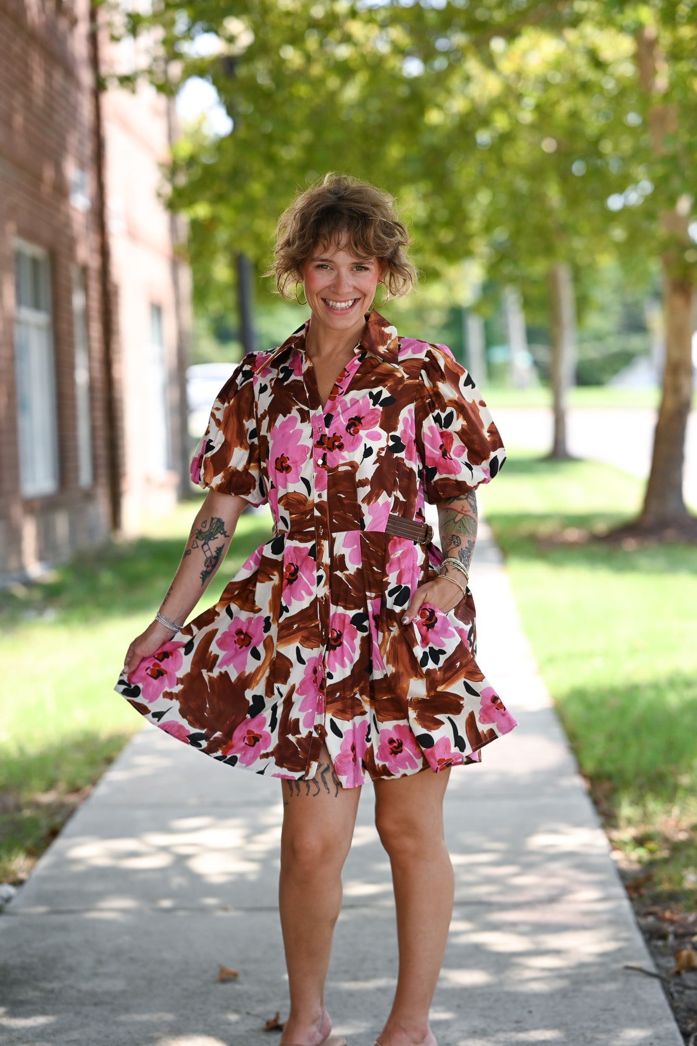 Lolo Brown Floral Dress - She Chester