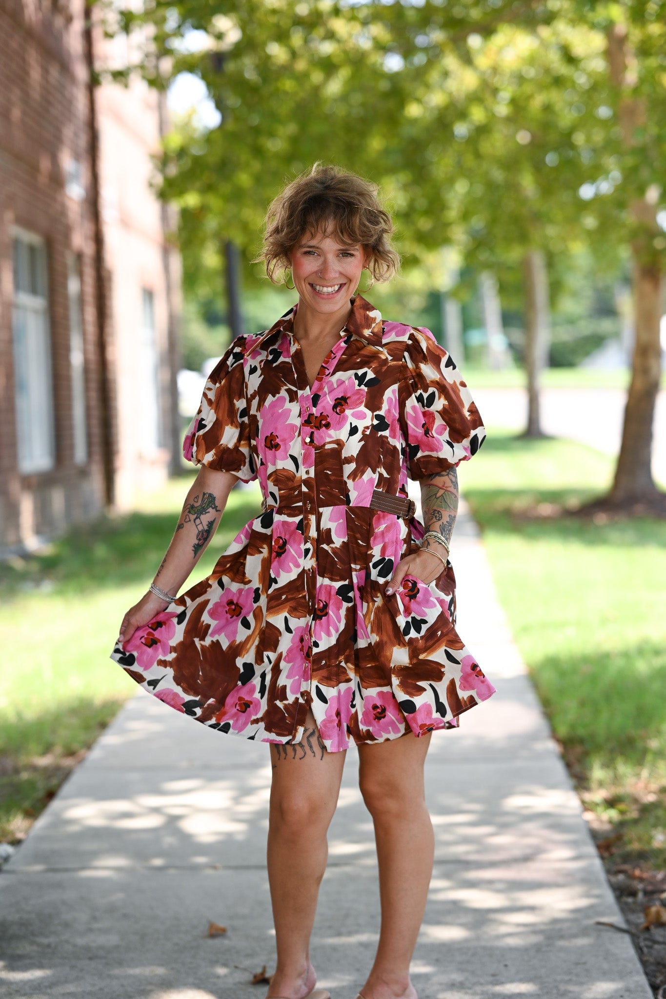 Lolo Brown Floral Dress - She Chester