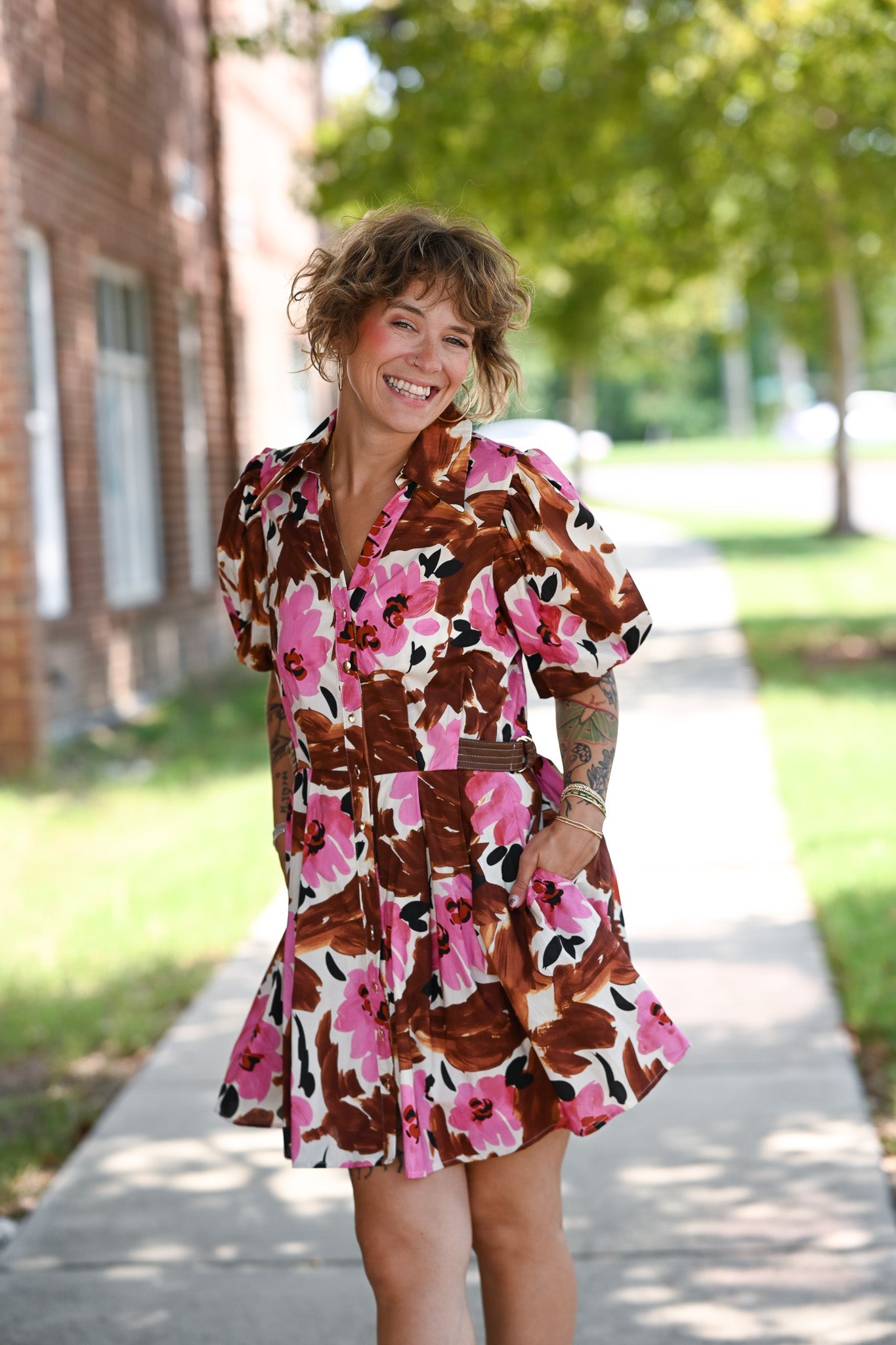 Lolo Brown Floral Dress - She Chester