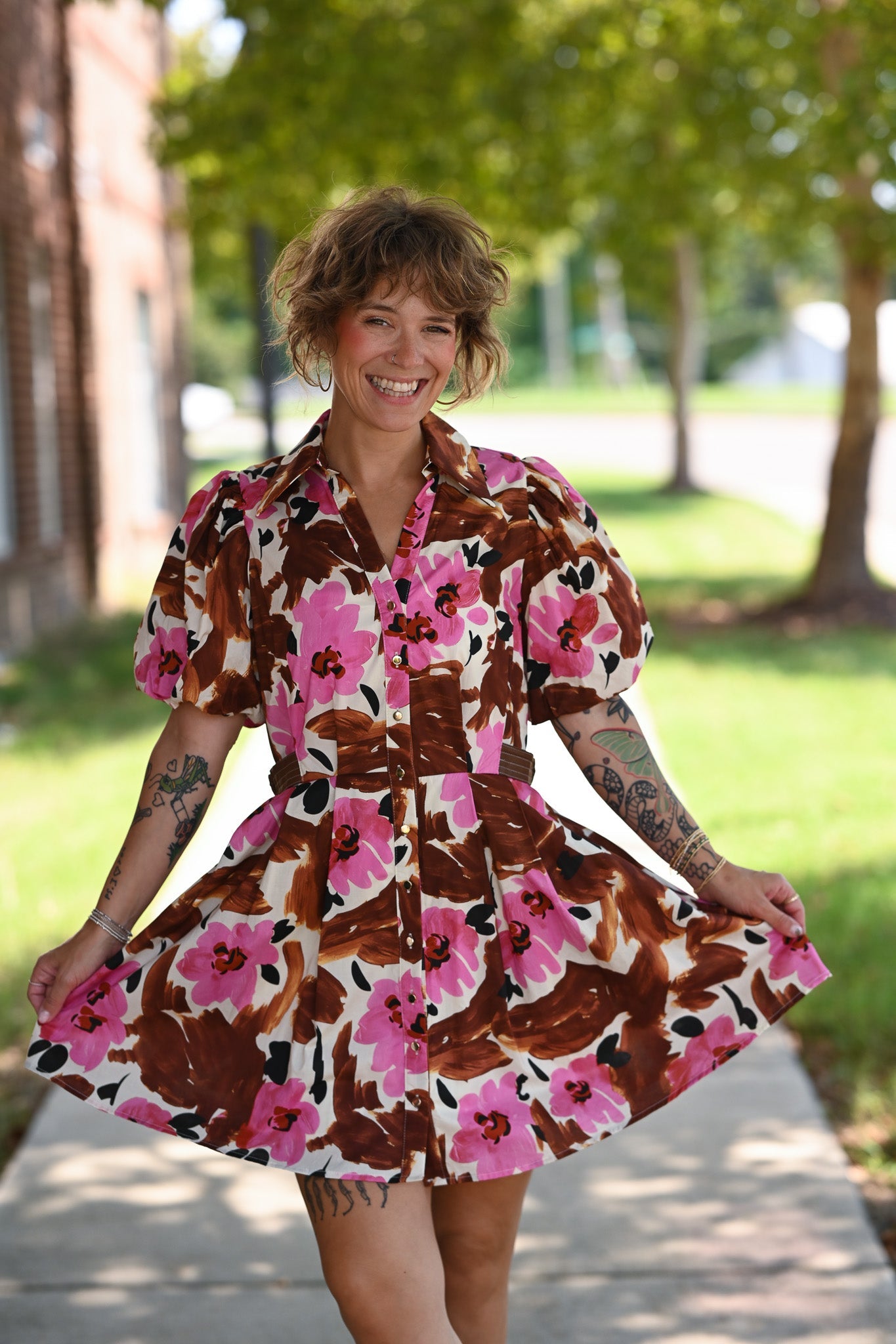 Lolo Brown Floral Dress - She Chester