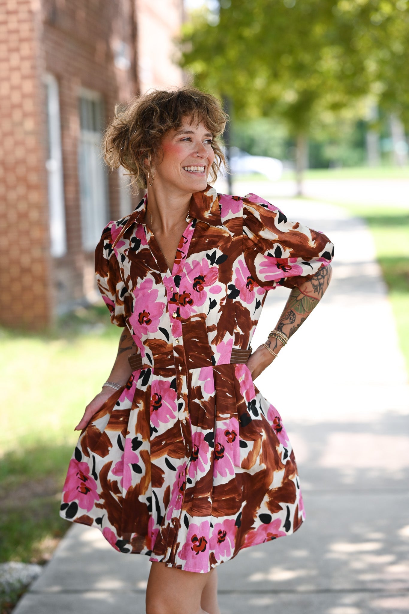 Lolo Brown Floral Dress - She Chester
