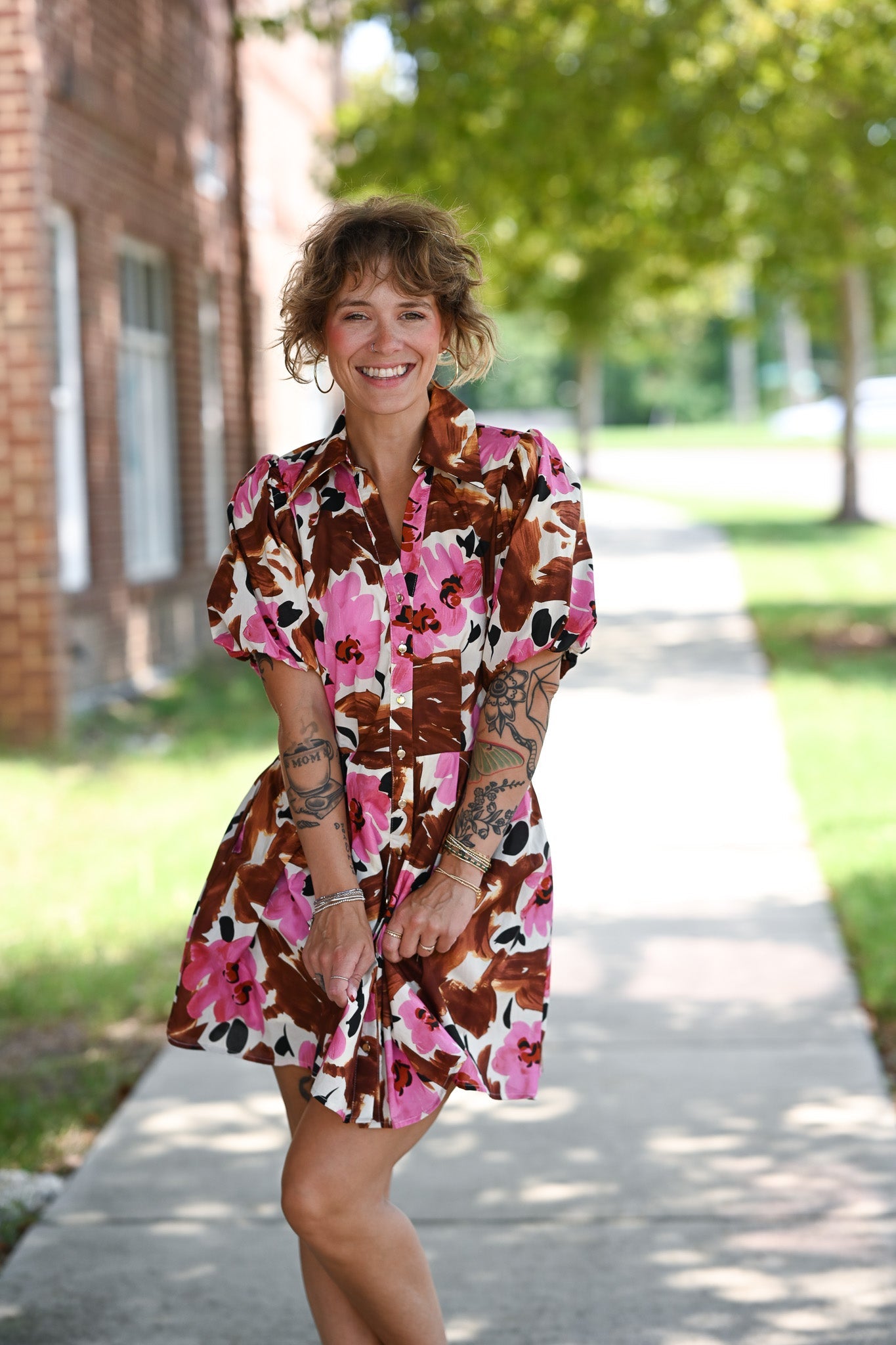 Lolo Brown Floral Dress - She Chester