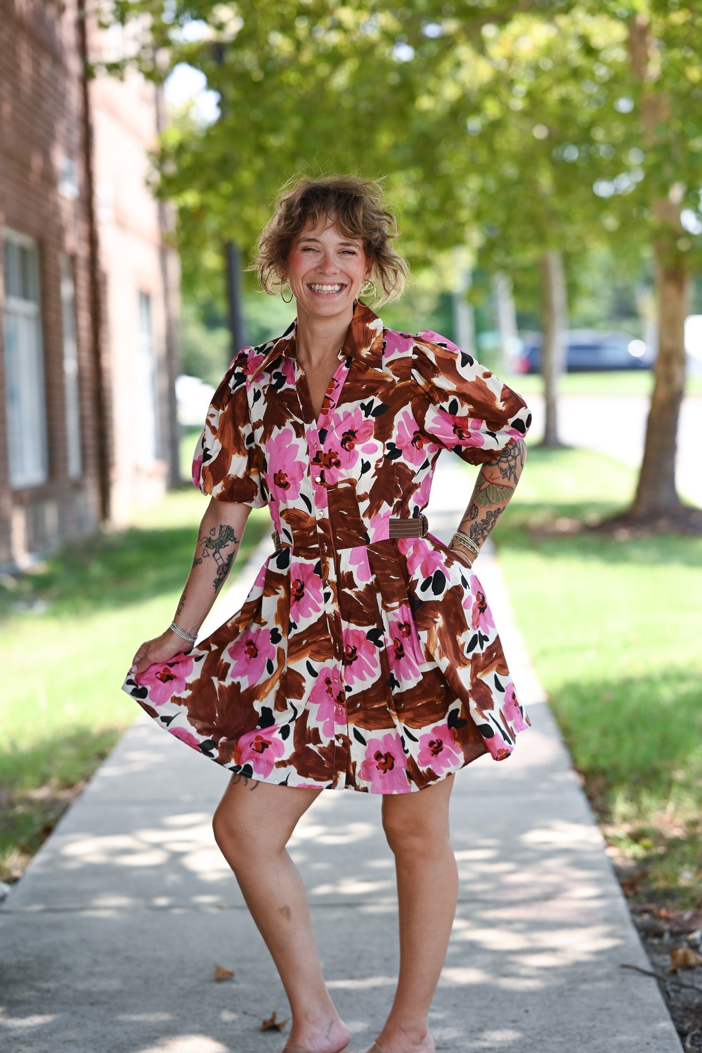Lolo Brown Floral Dress - She Chester