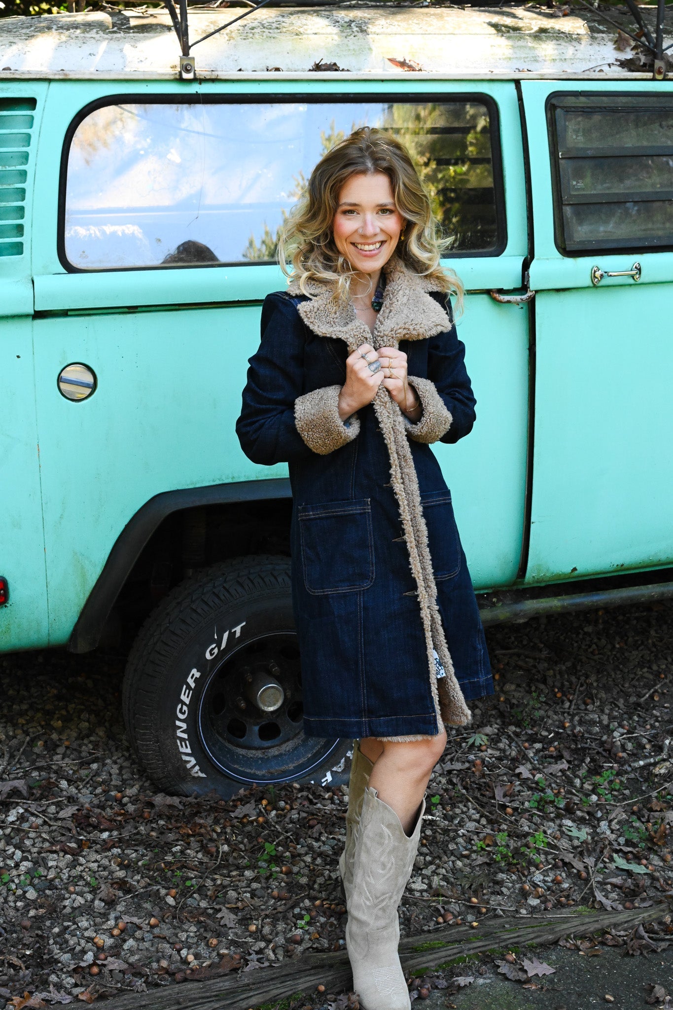 Long Fur Denim Jacket - She Chester