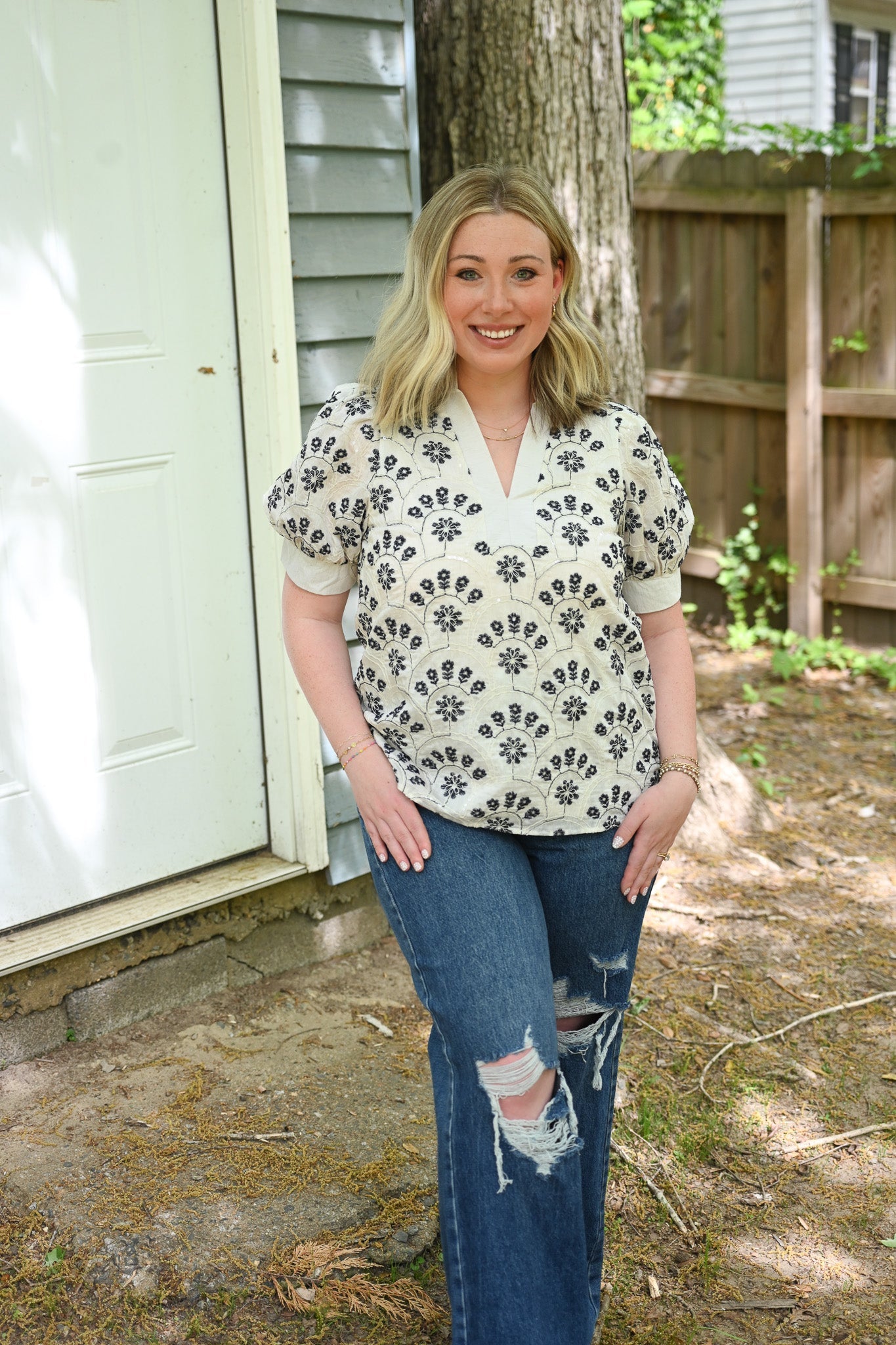 Loreli Embossed Blouse - She Chester