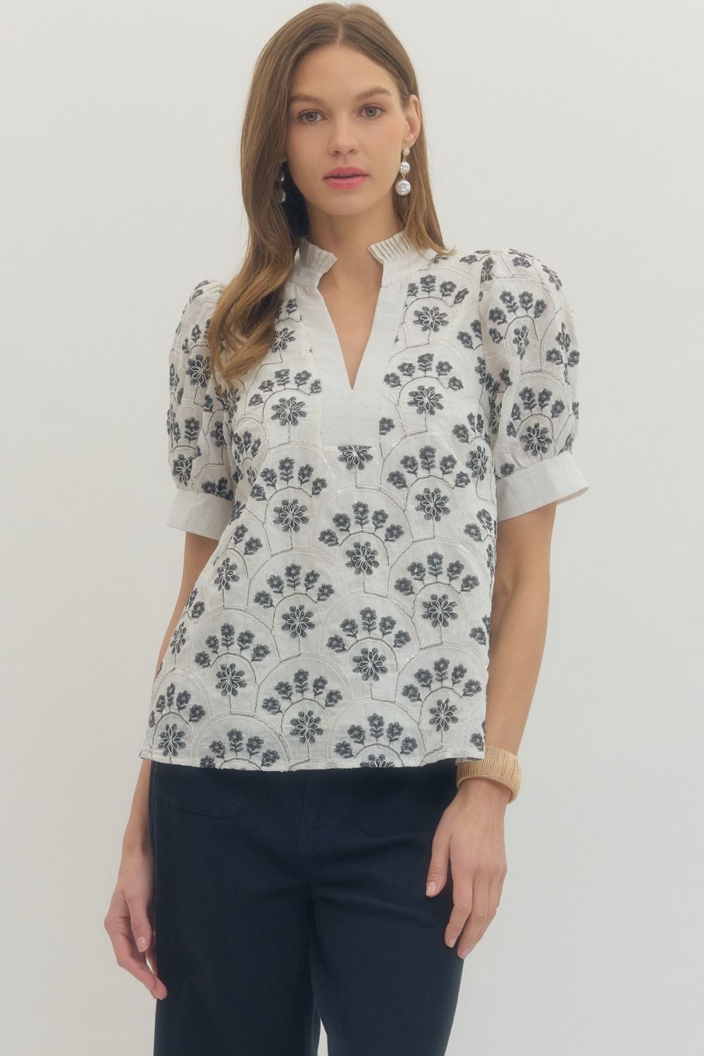 Loreli Embossed Blouse - She Chester