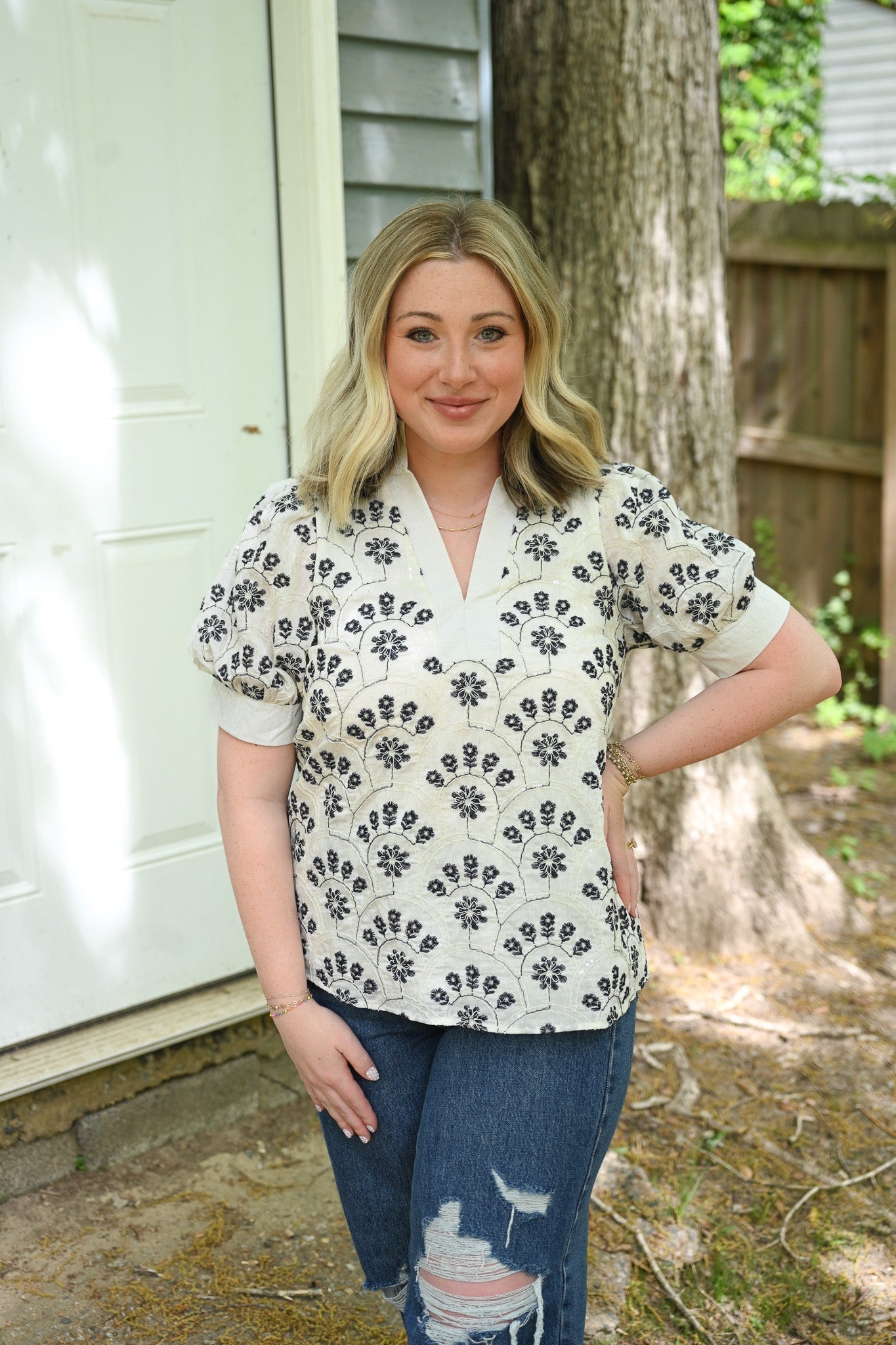 Loreli Embossed Blouse - She Chester
