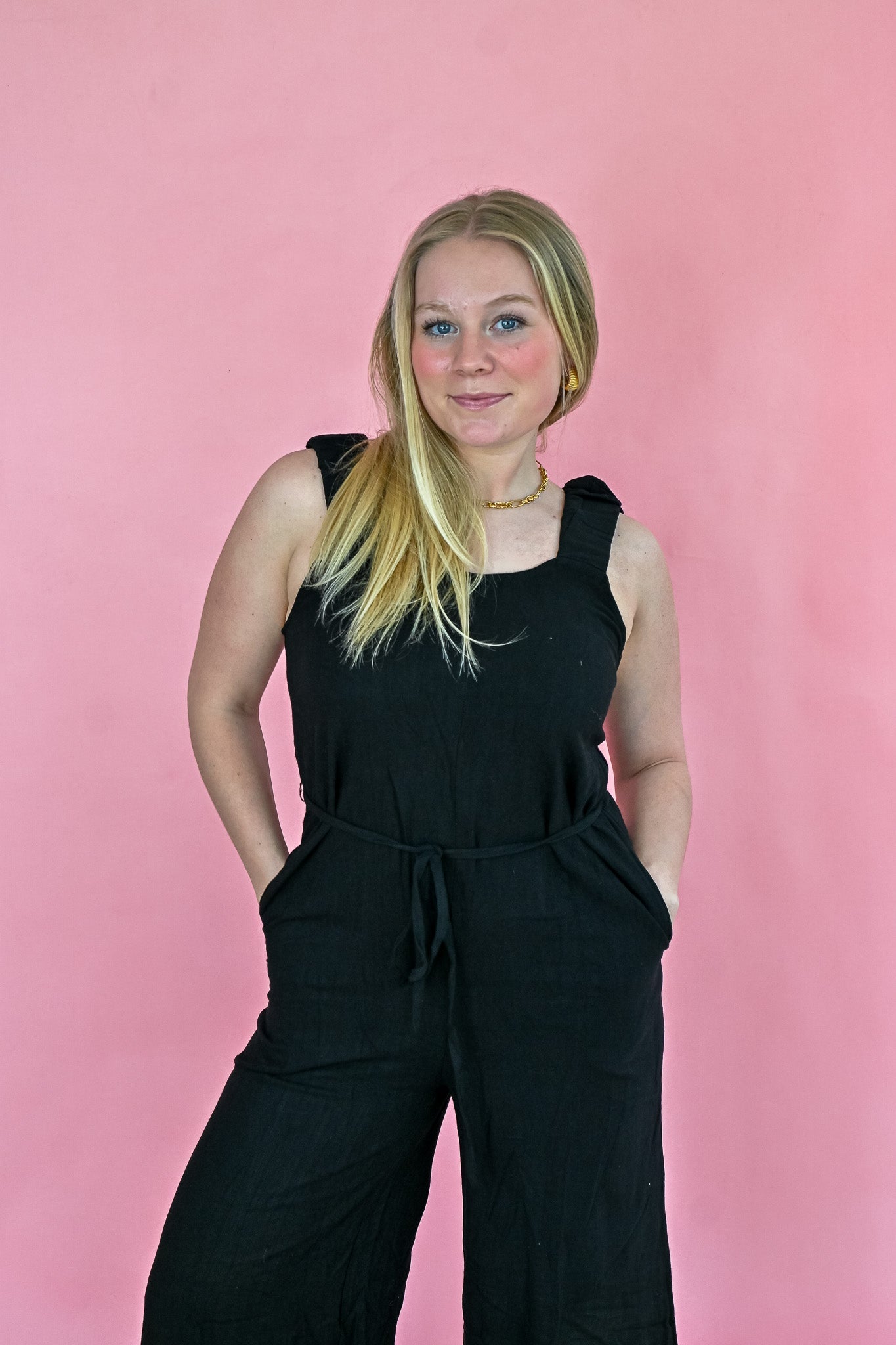 Louisa Linen Jumpsuit Black - She Chester
