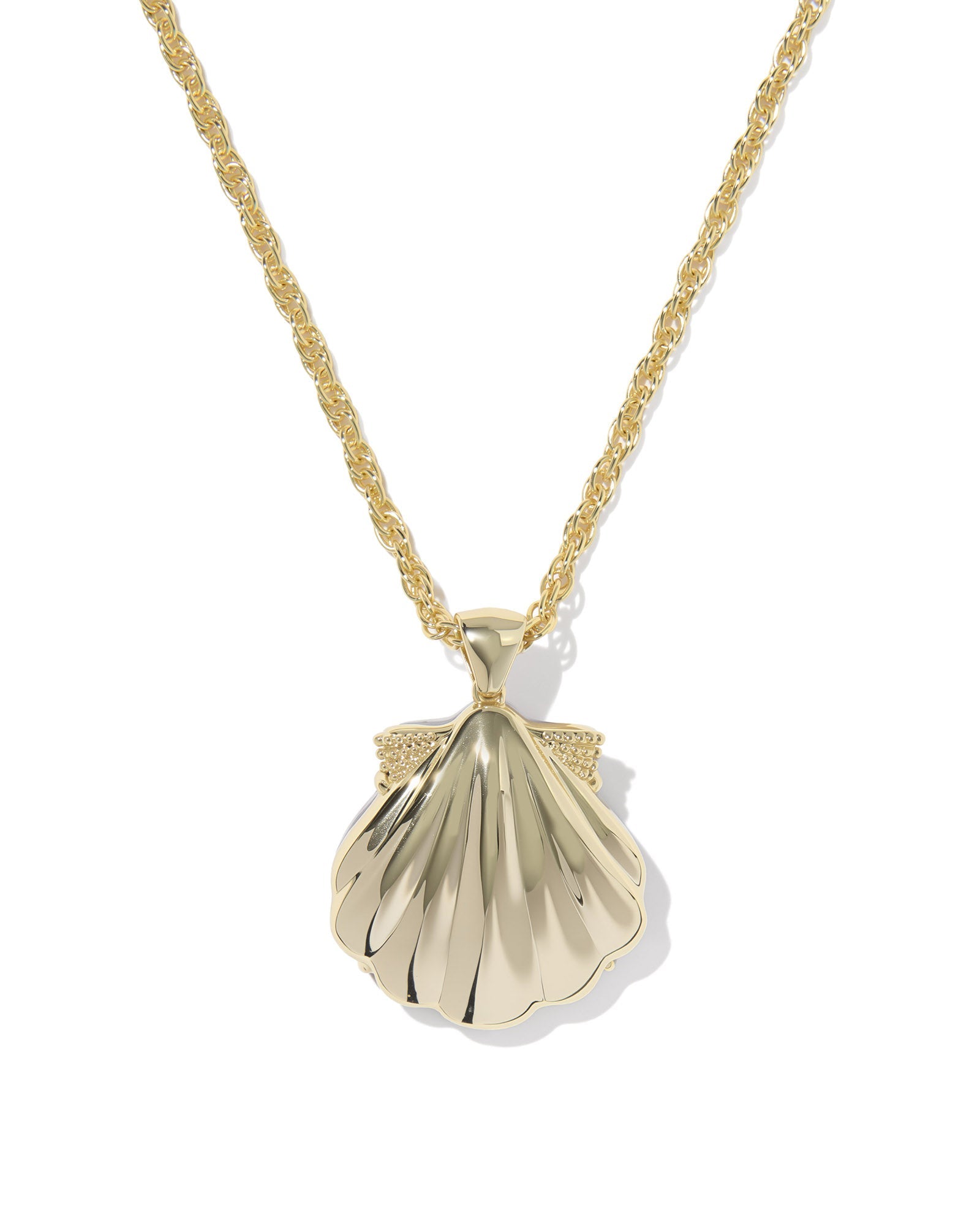 LUCIA SHELL SHORT PENDANT NECKLACE GOLD ABALONE SHELL - She Chester