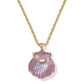 LUCIA SHELL SHORT PENDANT NECKLACE GOLD LIGHT MAUVE ILLUSION - She Chester