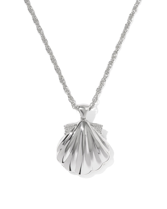LUCIA SHELL SHORT PENDANT NECKLACE SILVER SEA GREEN CHRYSOCOLLA - She Chester