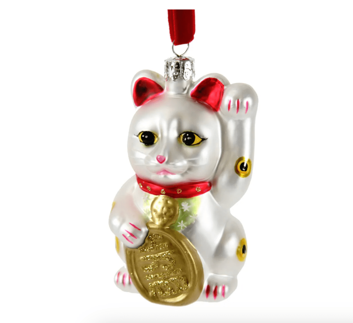 Lucky Cat White Ornament - She Chester