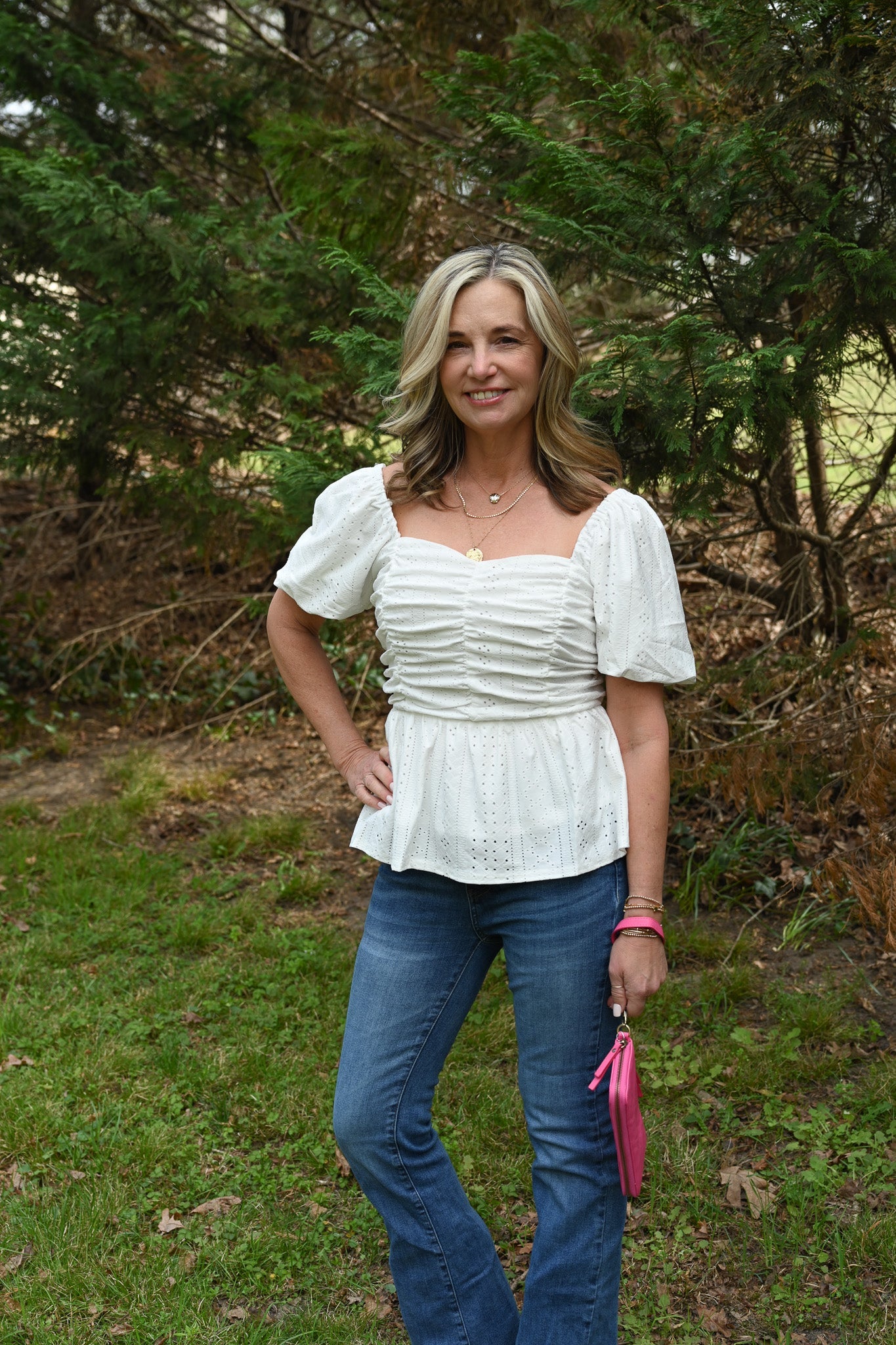 Lucy Eyelet White Top - She Chester