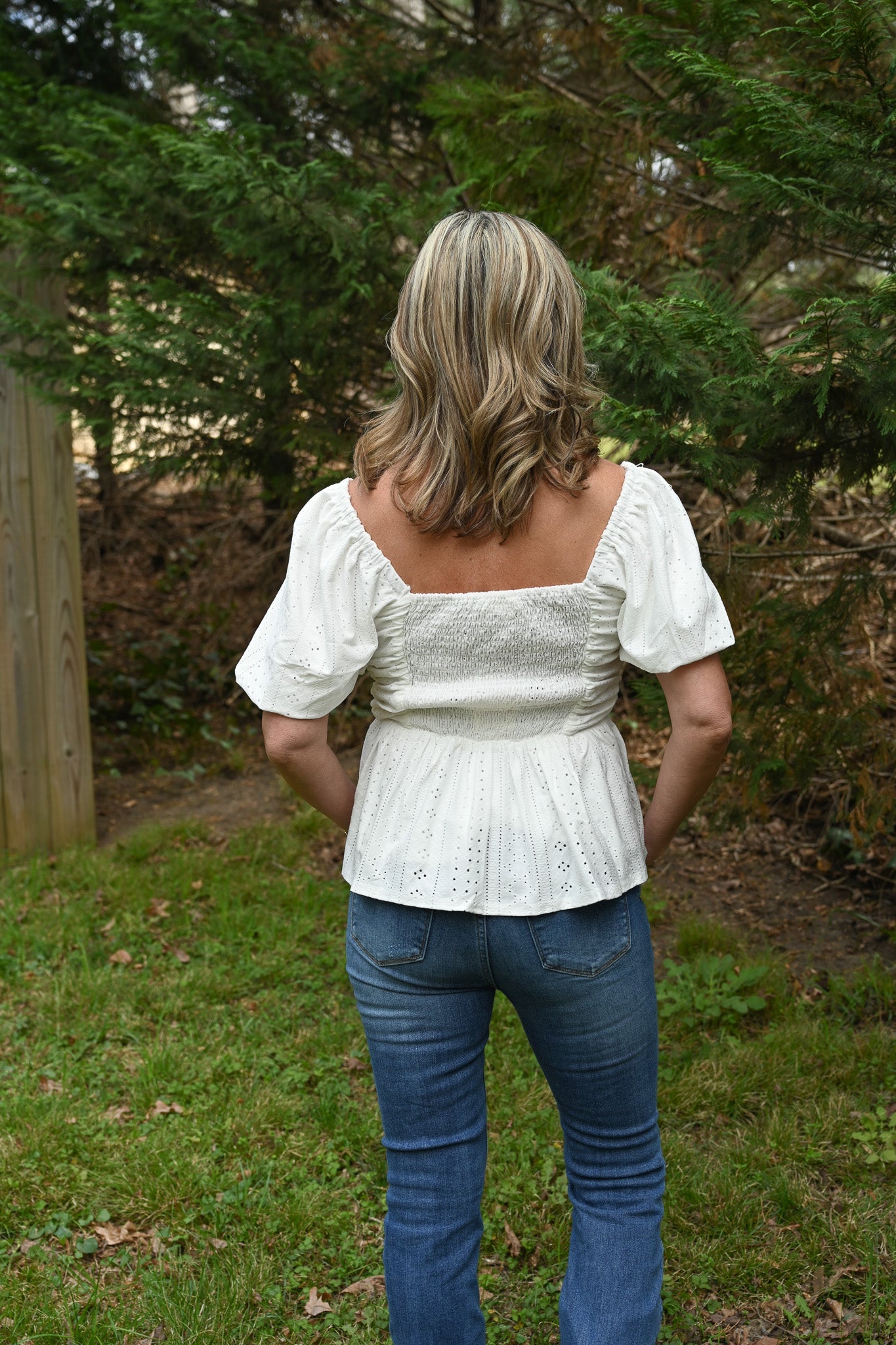 Lucy Eyelet White Top - She Chester