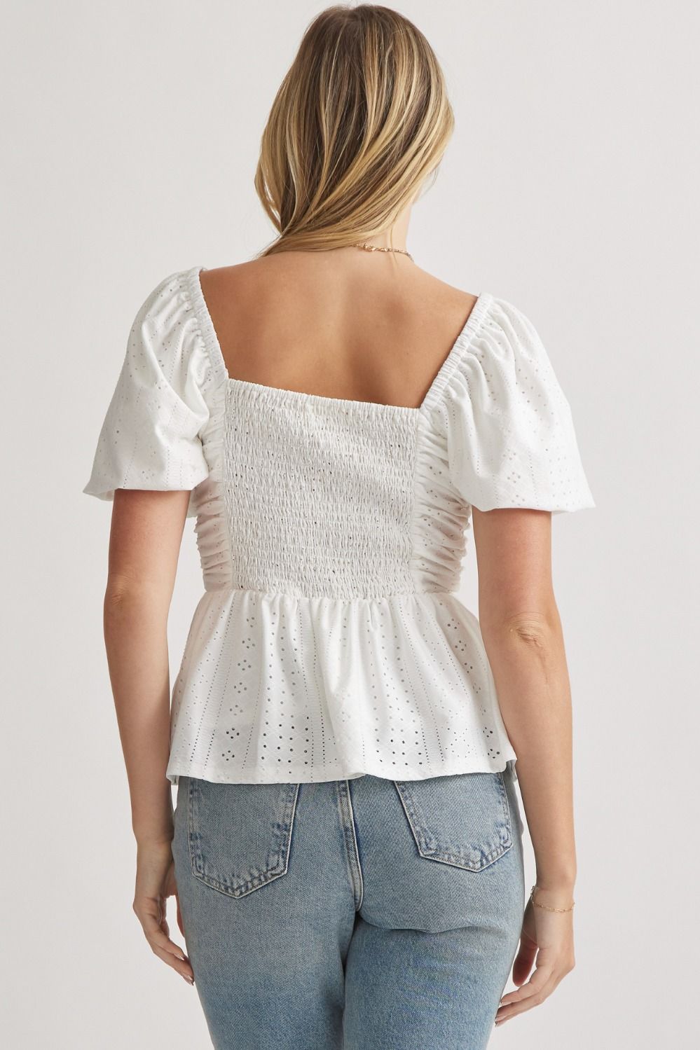 Lucy Eyelet White Top - She Chester
