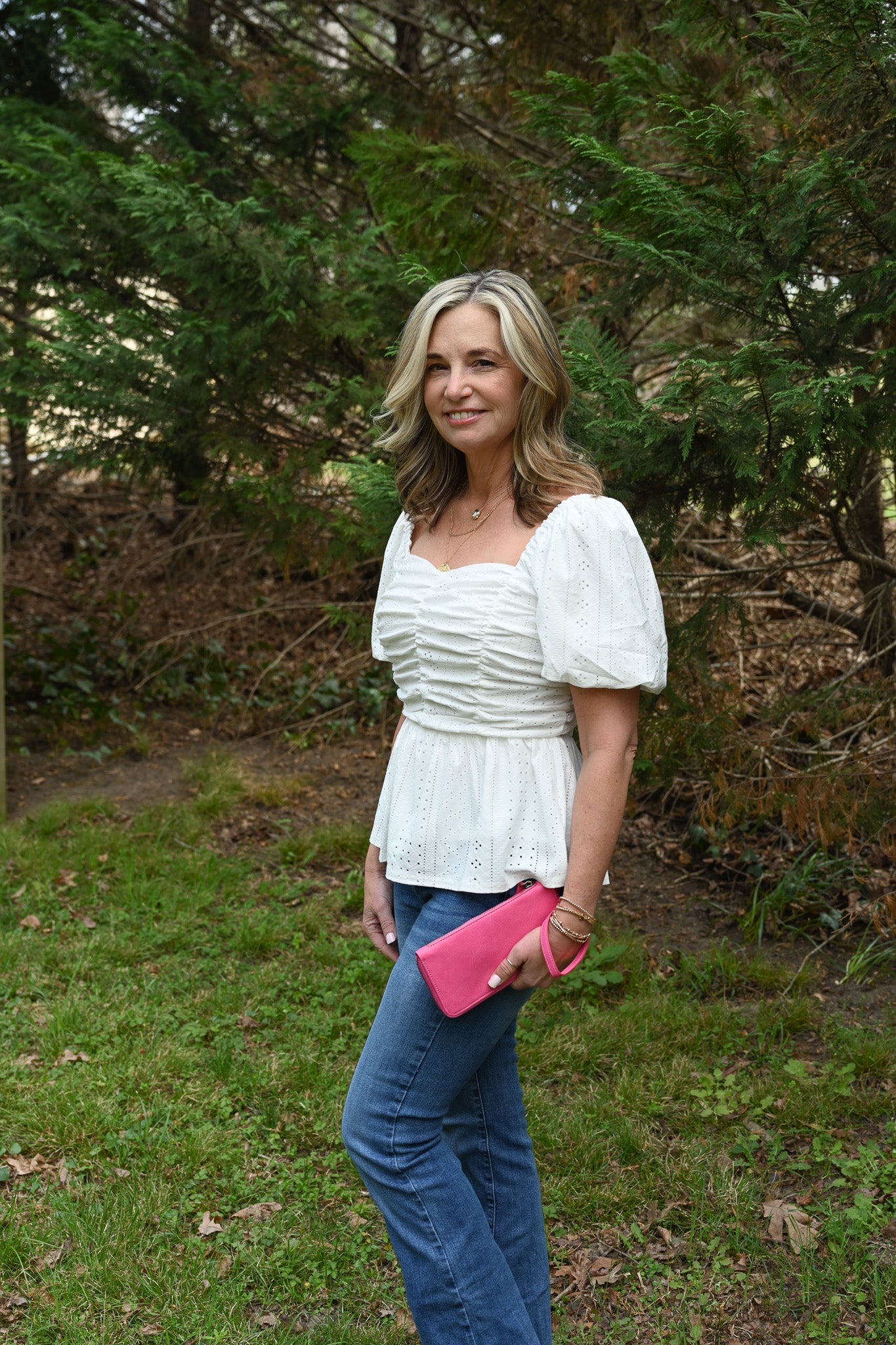 Lucy Eyelet White Top - She Chester