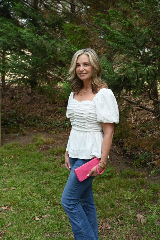 Lucy Eyelet White Top - She Chester