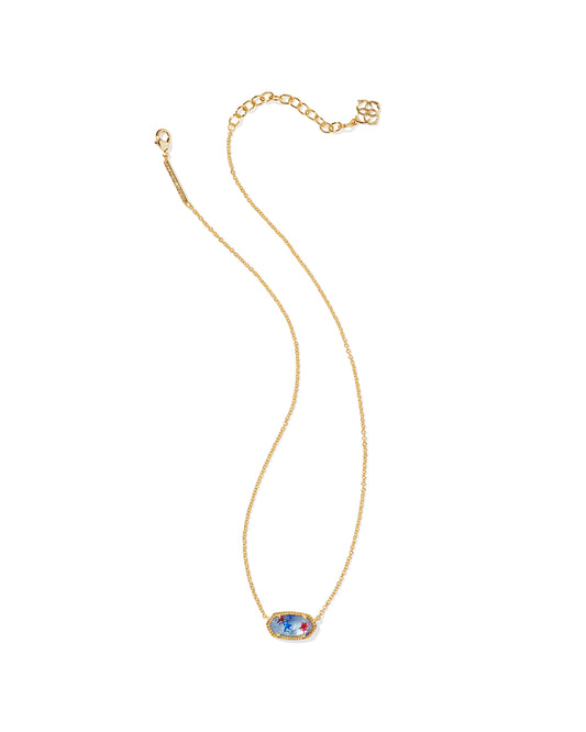 Elisa Necklace Gold Red White Blue Illusion